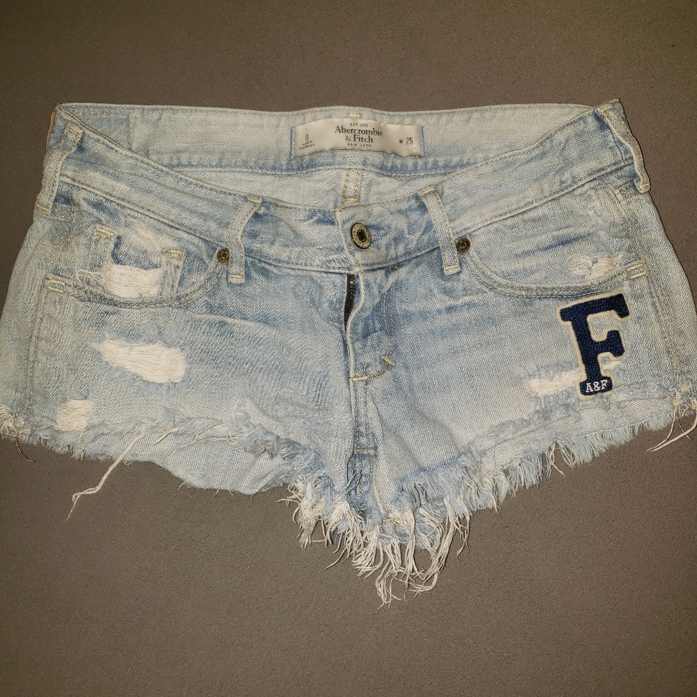 Abercrombie and fitch distressed denim shorts